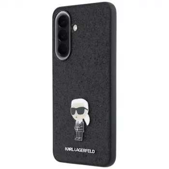 Karl Lagerfeld Fixed Glitter Ikonik Logo Metal Pin zadný kryt pre Samsung Galaxy A57 5G, čierne