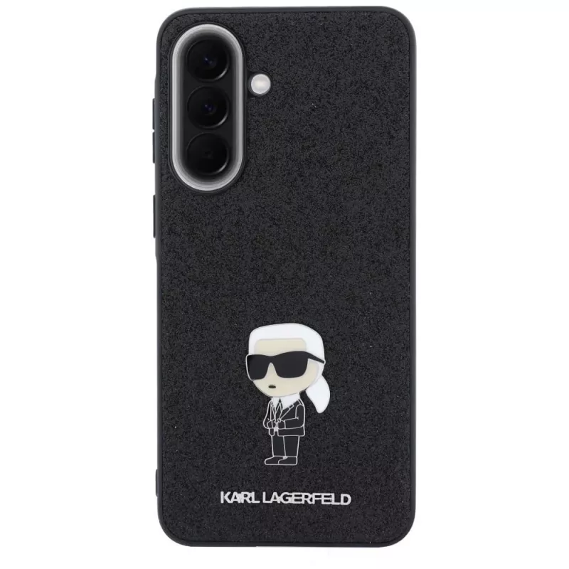 Karl Lagerfeld Fixed Glitter Ikonik Logo Metal Pin zadný kryt pre Samsung Galaxy A57 5G, čierne