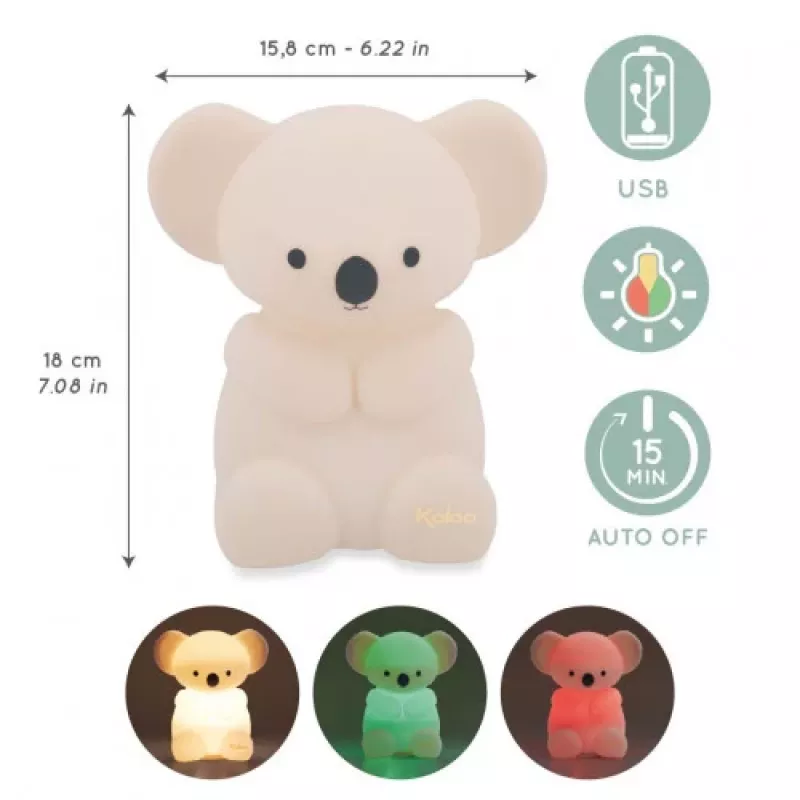 Kaloo koala Petit Songe silikónové USB detské nočné svetlo
