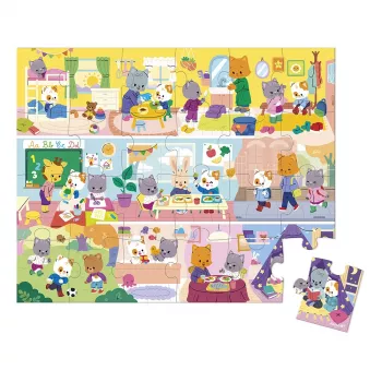 Janod puzzle v kufríku denný režim 24 dielov 3+ Made in France