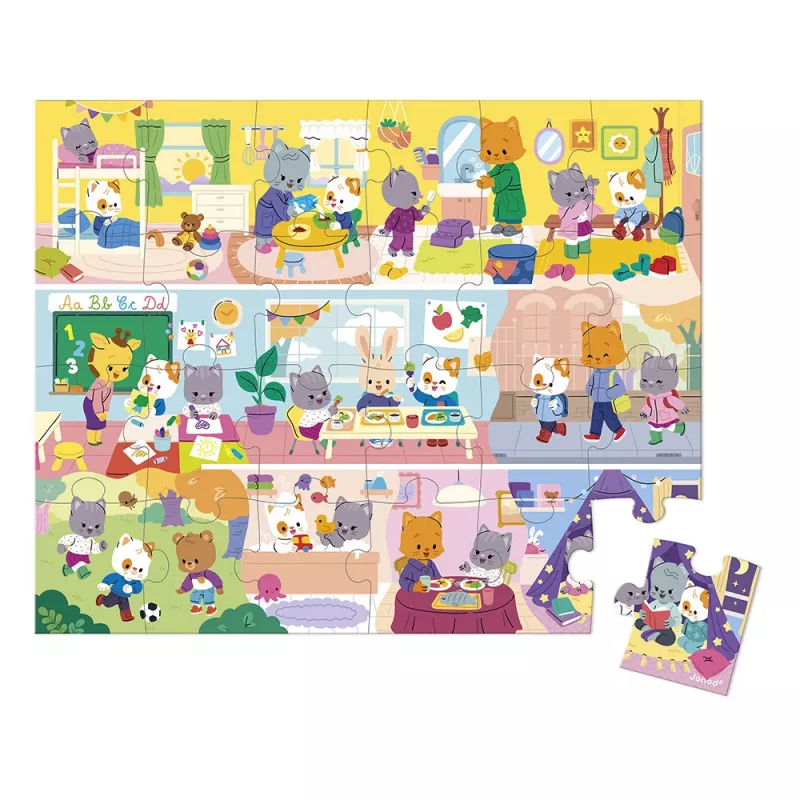Janod puzzle v kufríku denný režim 24 dielov 3+ Made in France