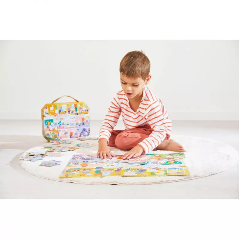 Janod puzzle v kufríku denný režim 24 dielov 3+ Made in France