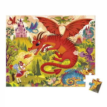 Janod puzzle v kufríku Dračie kráľovstvo 54 dielov 5+ vyrobené vo Francúzsku