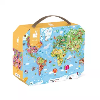 Janod Puzzle v kufríku Mapa sveta 300 dielikov
