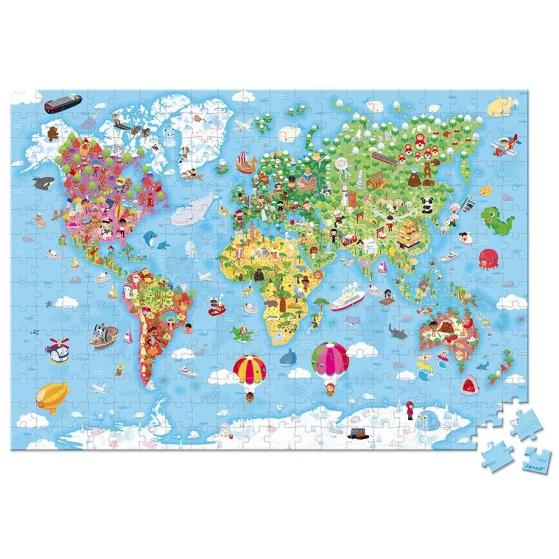 Janod Puzzle v kufríku Mapa sveta 300 dielikov