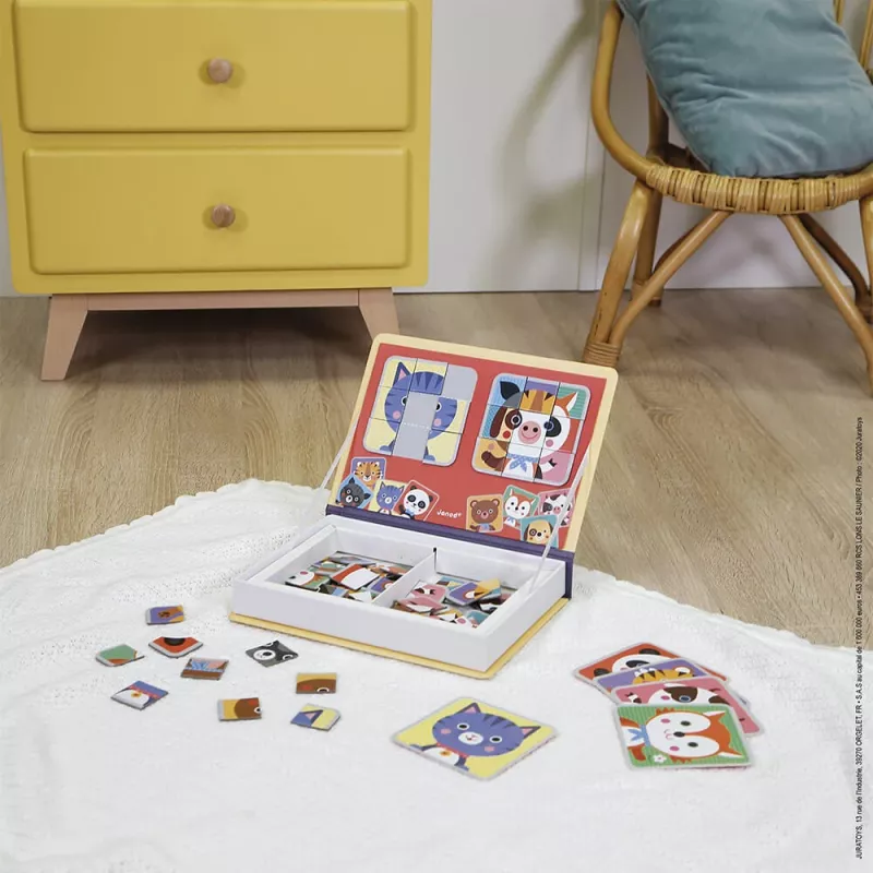 Janod Magnetibook Puzzle Zvieratá magnetická puzzle kniha