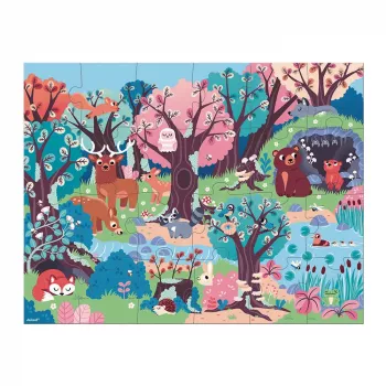 Janod Puzzle Les so svietiacimi prvkami s UV lampou 24 dielikov