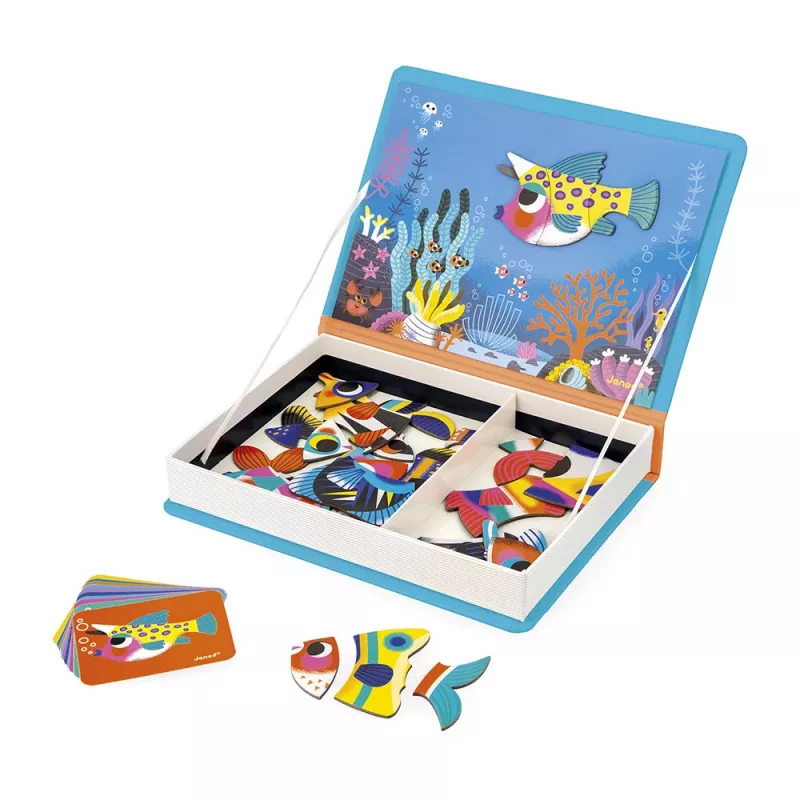 Janod Magnetibook Tropické ryby magnetická puzzle kniha 3+