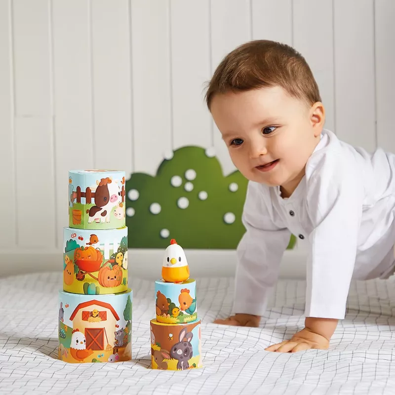 Janod Stohovacia pyramída Farma sliepka