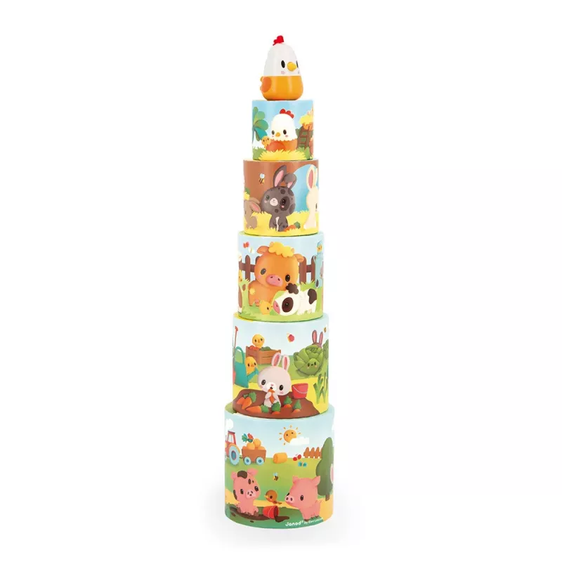 Janod Stohovacia pyramída Farma sliepka