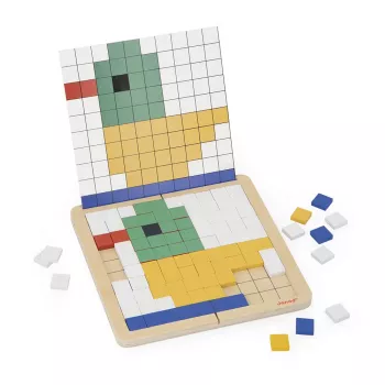 Janod Drevené mozaikové puzzle Symetria a kódovanie 4v1 5+