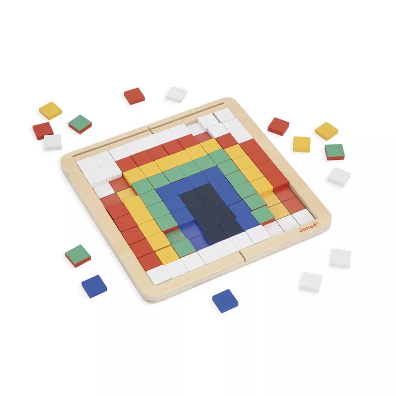 Janod Drevené mozaikové puzzle Symetria a kódovanie 4v1 5+
