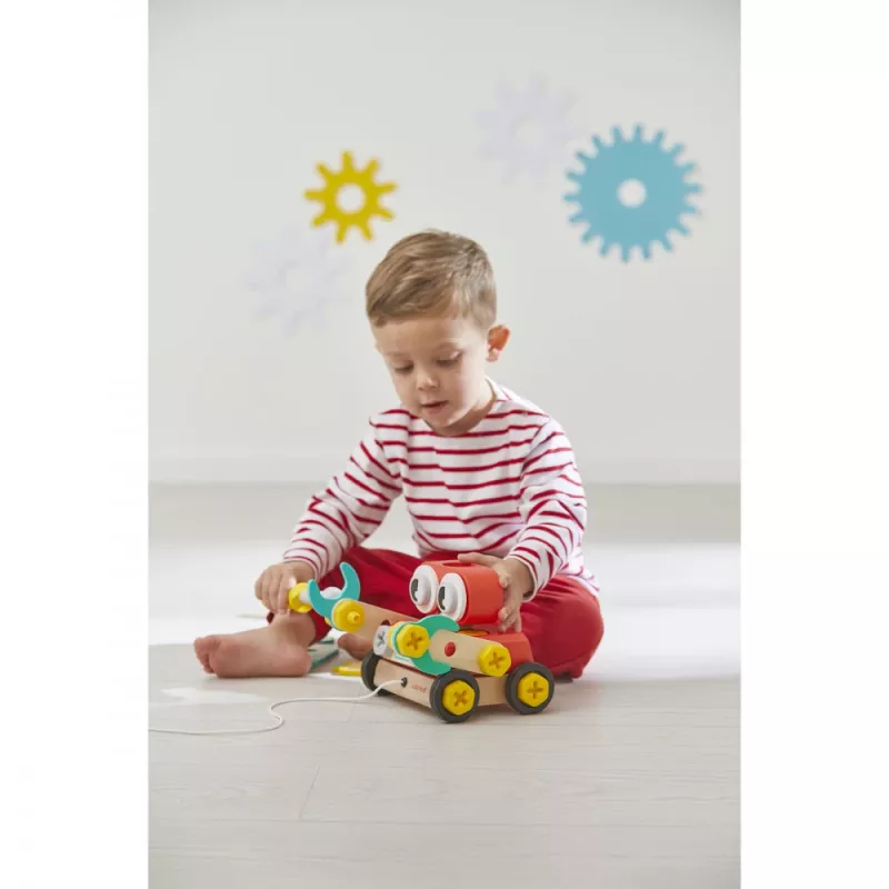 Janod Brico'Kids Drevený robot na zostavenie a ťahanie 2+