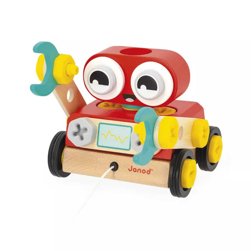 Janod Brico'Kids Drevený robot na zostavenie a ťahanie 2+