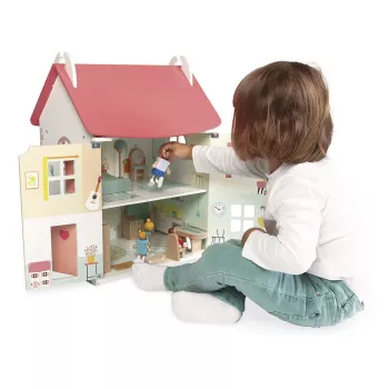 JANOD Lilliputiens Drevený domček pre bábiky s 15 dielmi príslušenstva J06467