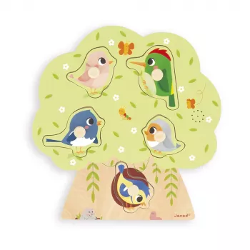 Janod Hudobné puzzle Zvuky vtákov 18m+