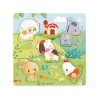 Janod Pure Senzorické drevené puzzle Zvieratá z farmy 7 dielov