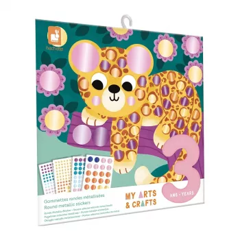 Janod My Arts & Crafts 3+ kreatívna samolepiaca sada s kovovými okrúhlymi samolepkami