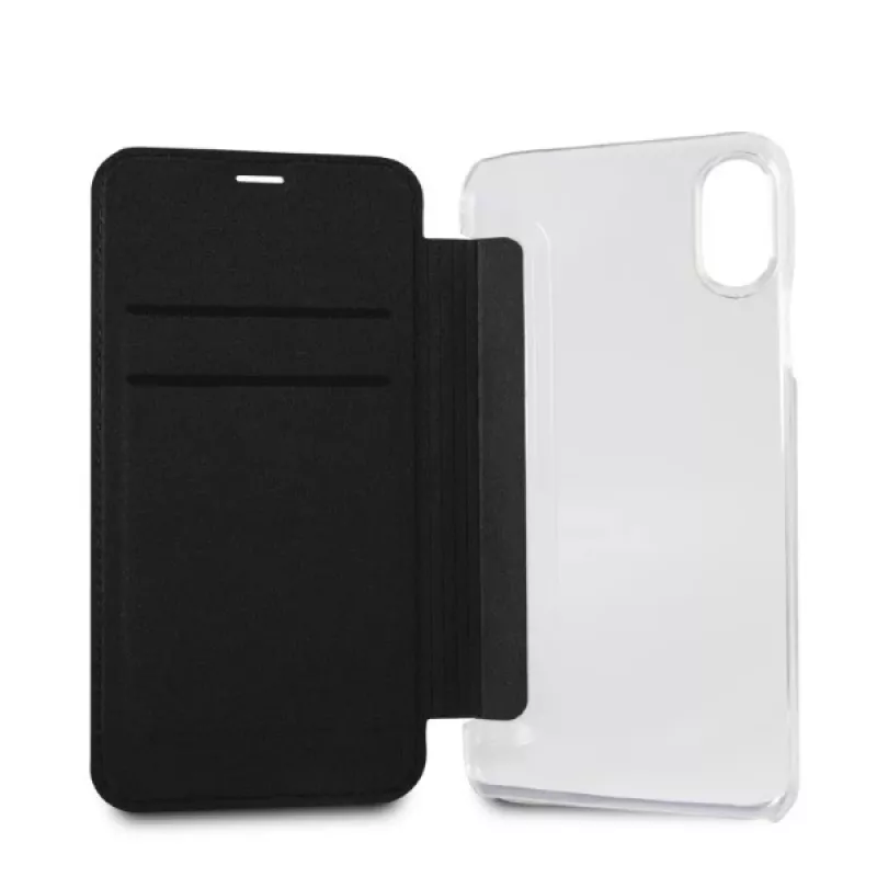 Karl Lagerfeld KLFLBKPXKSB Signature Glitter obal na knihu pre iPhone X/Xs, čierny