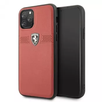 Ferrari Off Track kožené pevné puzdro pre Apple iPhone 11 Pro - červená