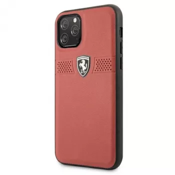 Ferrari Off Track kožené pevné puzdro pre Apple iPhone 11 Pro - červená