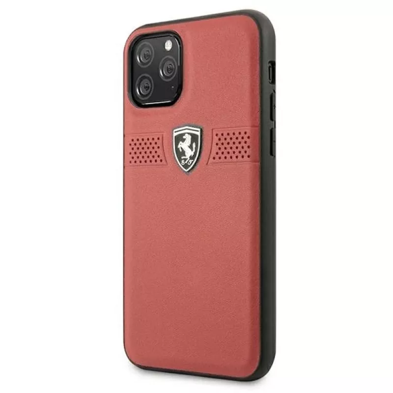 Ferrari Off Track kožené pevné puzdro pre Apple iPhone 11 Pro - červená