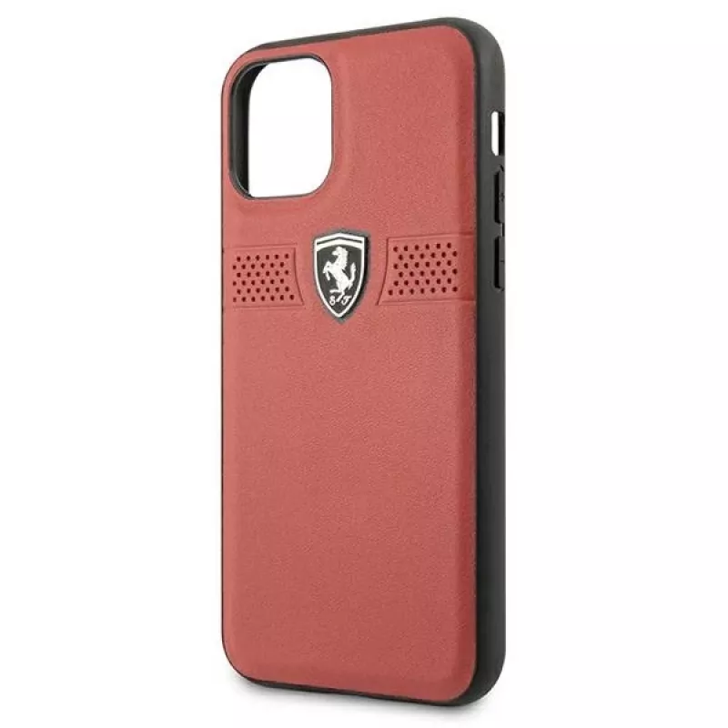 Ferrari Off Track kožené pevné puzdro pre Apple iPhone 11 Pro - červená