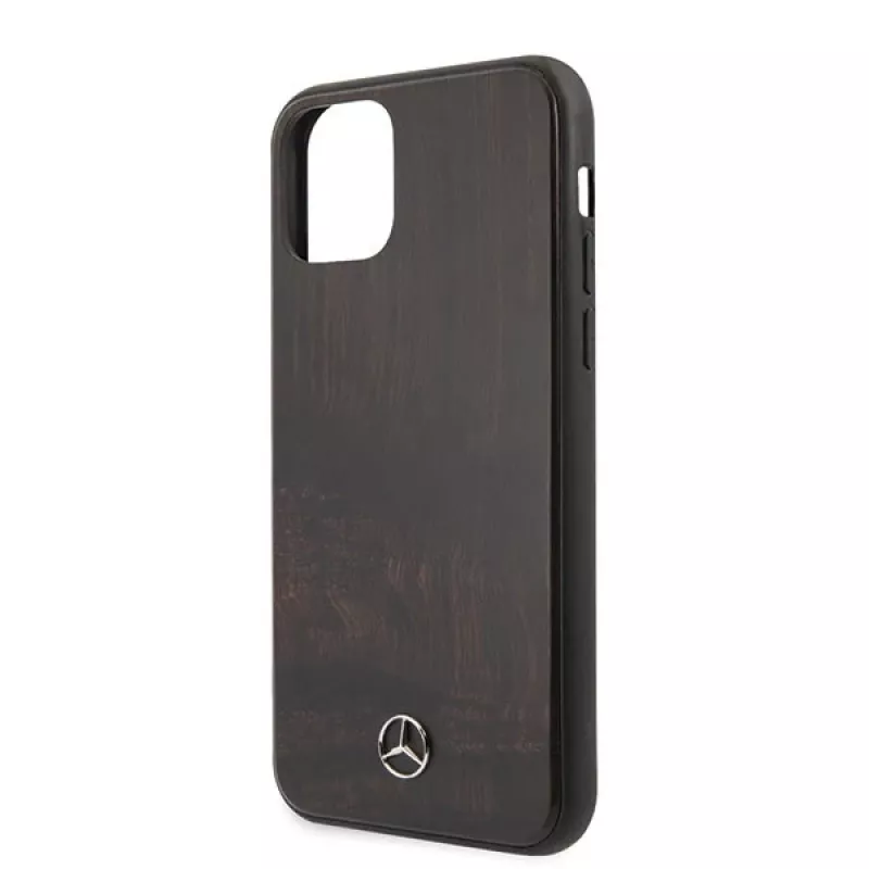 Mercedes-Benz Wood Line Rosewood pevné puzdro pre Apple iPhone 11 Pro Max - hnedá