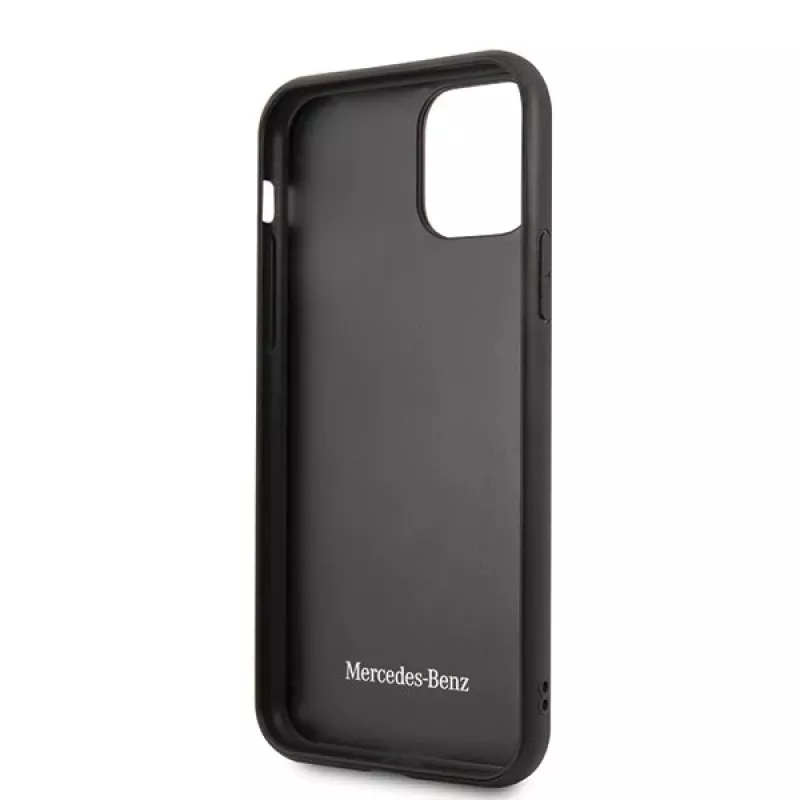 Mercedes-Benz Wood Line Walnut pevné puzdro pre Apple iPhone 11 Pro Max - hnedá