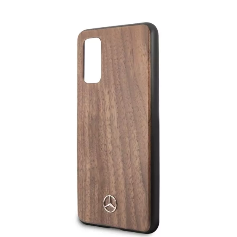 MERCEDES-BENZ Wood Line Walnut pevné puzdro pre Samsung Galaxy S20 (SM-G980) - hnedá