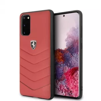 Ferrari pevné puzdro FEHQUHCS62RE Heritage pre Samsung Galaxy S20, červená