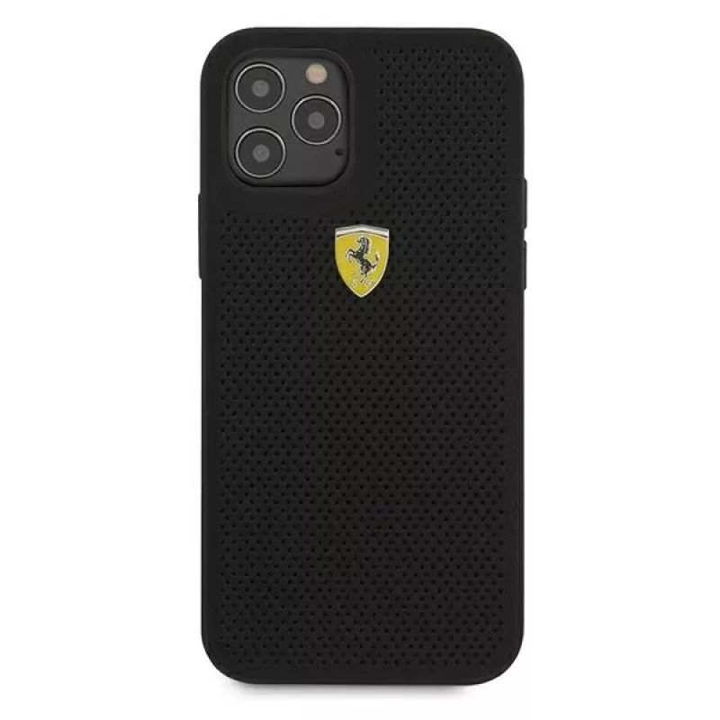 Ferrari FESPEHCP12MBK iPhone 12/12 Pro 6,1 palca čierne pevné puzdro On Track Perforated