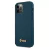 Guess GUHCP12LLSLMGBL pevný kryt Metal Logo Script pre Apple iPhone 12 Pro Max, modrý