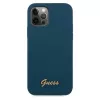 Guess GUHCP12LLSLMGBL pevný kryt Metal Logo Script pre Apple iPhone 12 Pro Max, modrý