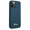 Guess GUHCP12LLSLMGBL pevný kryt Metal Logo Script pre Apple iPhone 12 Pro Max, modrý