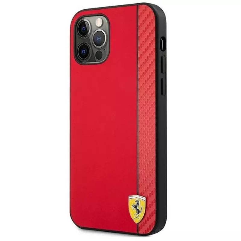 Ferrari FESAXHCP12LRE iPhone 12 Pro Max 6,7 inch červený pevný kryt On Track Carbon Stripe