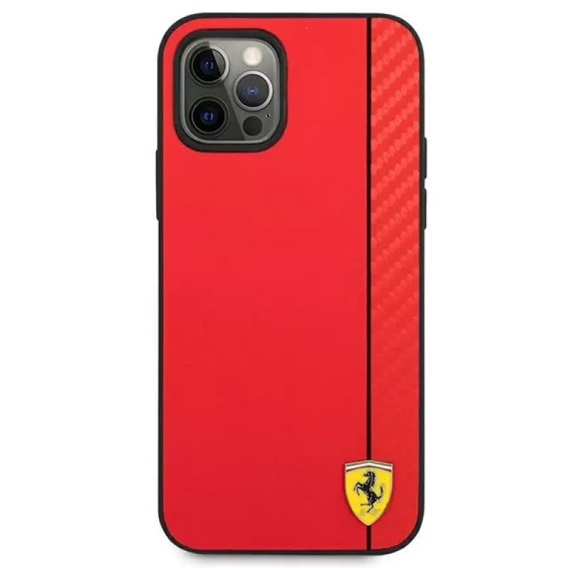 Ferrari FESAXHCP12LRE iPhone 12 Pro Max 6,7 inch červený pevný kryt On Track Carbon Stripe