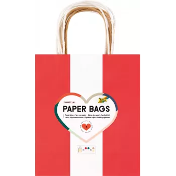 Folia 7 papierových tašiek CLASSIC M červená prírodná zelená krémová metalická zlatá 18,0 x 21 cm