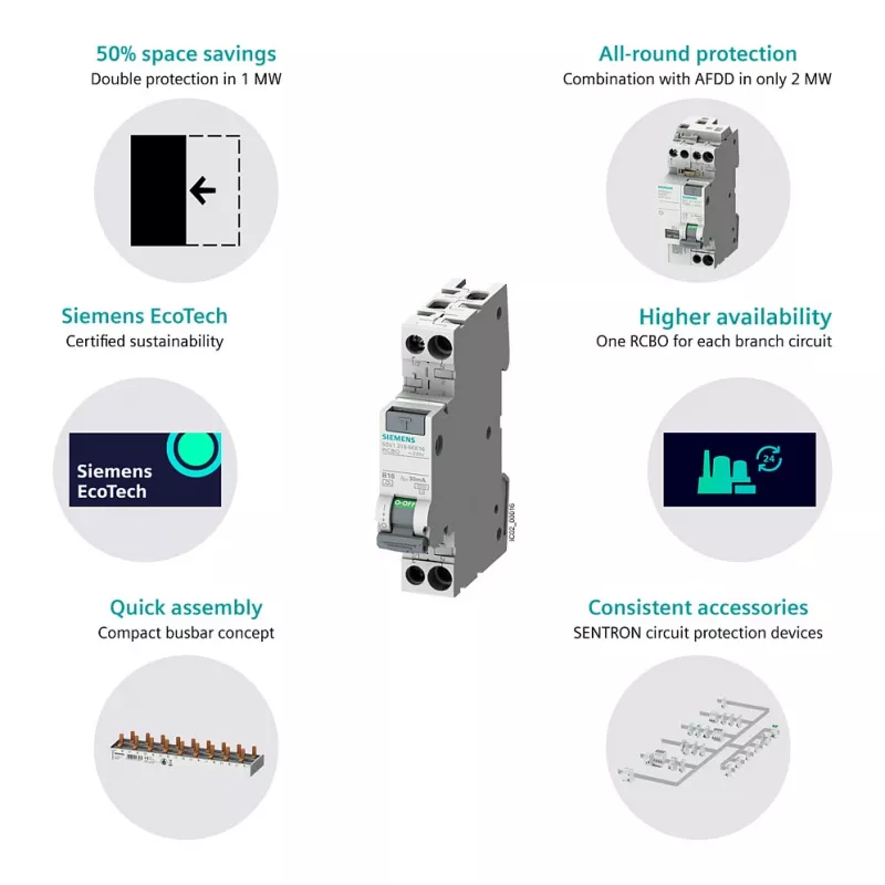 Siemens 5SV13166KK16 RCBO 2-pólový 16 A 30 mA, charakteristika B, typ A, 6 kA