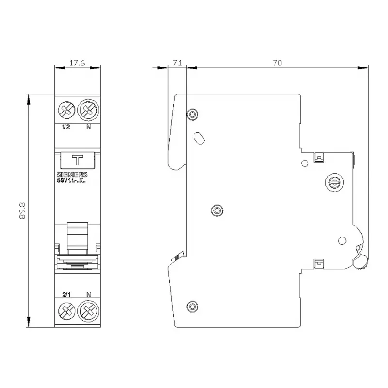 Siemens 5SV13166KK16 RCBO 2-pólový 16 A 30 mA, charakteristika B, typ A, 6 kA