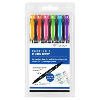 Tombow MONO Edge zvýrazňovač sada - klinový a guľôčkový hrot 3,8 mm 0,8 mm čiara rôzne (6 fixiek)