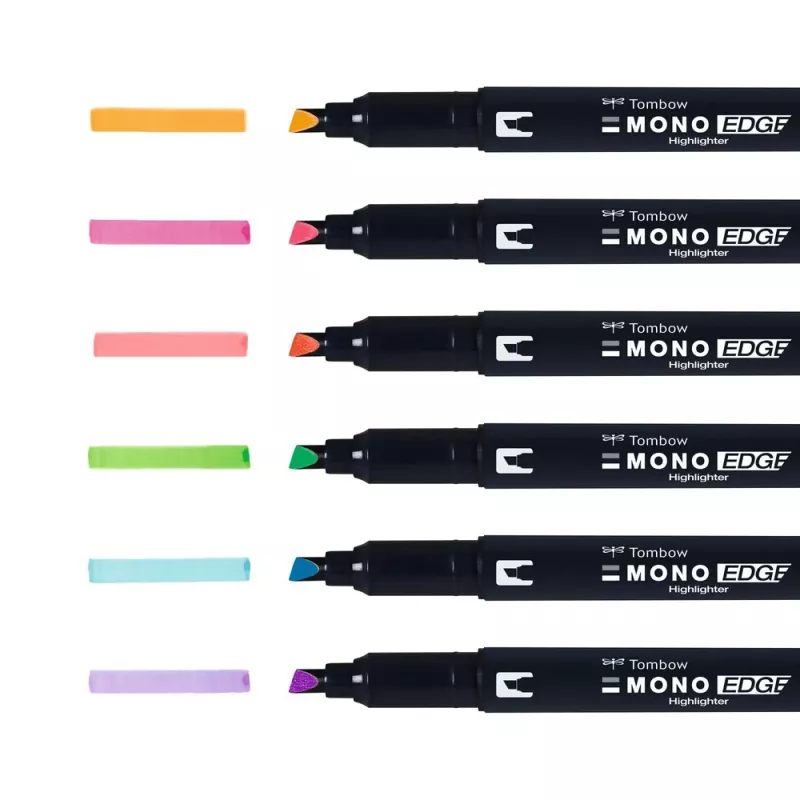 Tombow MONO Edge zvýrazňovač sada - klinový a guľôčkový hrot 3,8 mm 0,8 mm čiara rôzne (6 fixiek)