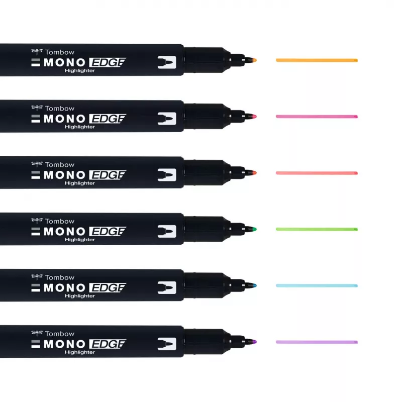 Tombow MONO Edge zvýrazňovač sada - klinový a guľôčkový hrot 3,8 mm 0,8 mm čiara rôzne (6 fixiek)