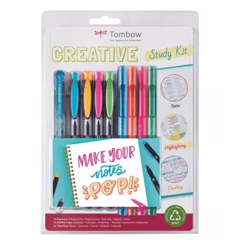 Tombow The Creative Study Kit vrátane 4 guľôčkových pier Reporter a 4 zvýrazňovačov Mono Edge