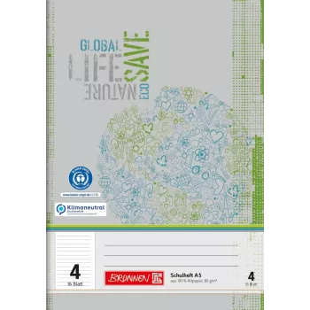 BRUNNEN recyklovaný školský zošit Lineatur 4 linajkovaný bez okraja