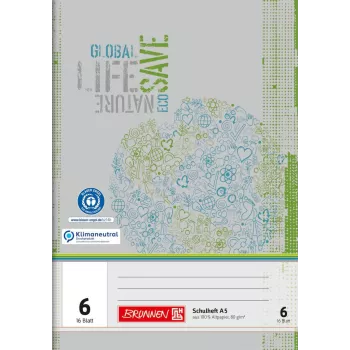 Brunnen školský zošit Recycling Lineatur 6 čistý bez okraja A4