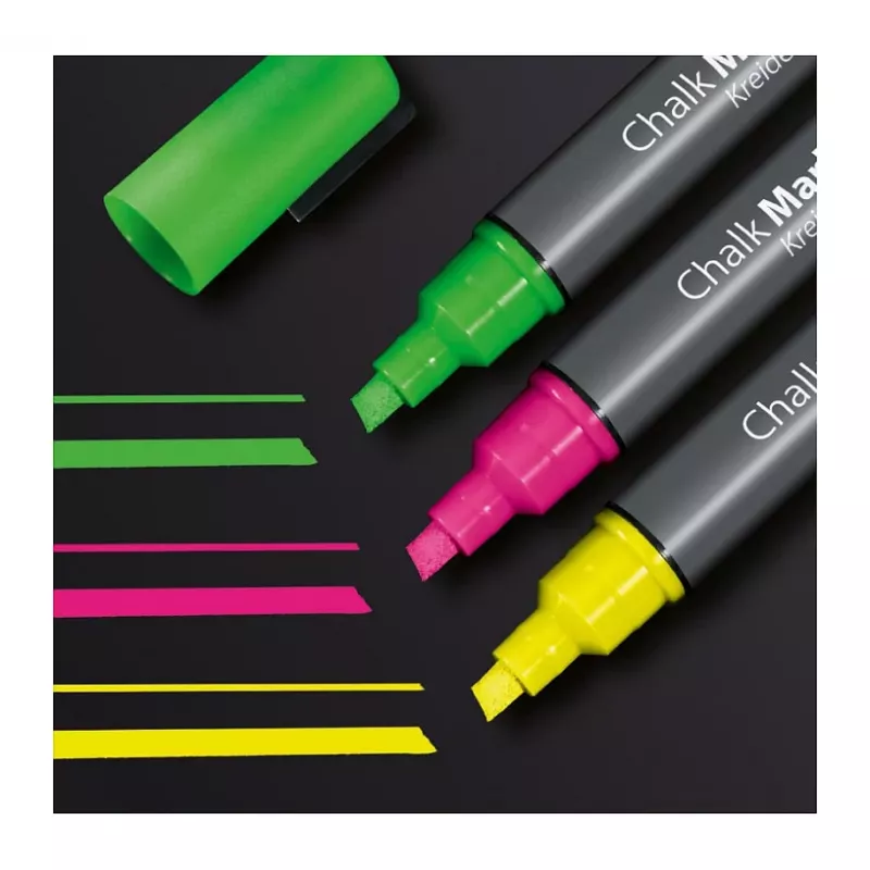 SIGEL Liquid Chalk Marker sada na vodnej báze zotierateľné ružová zelená žltá balenie 3 ks