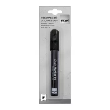 SIGEL kriedový marker 50 Chalk Marker klinový hrot 1-5 mm čierna 1 kus