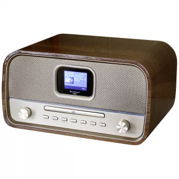 Soundmaster DAB970BR1 stolové rádio DAB+, FM, AUX, Bluetooth, CD, USB, funkcia nabíjania batérie, hnedá