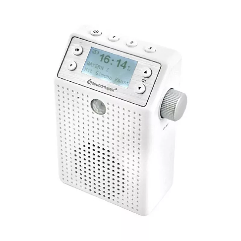Soundmaster DAB60WE rádiové rádio do zásuvky DAB+, FM, Bluetooth, USB funkcia handsfree, odolné proti striekajúcej vode, biela